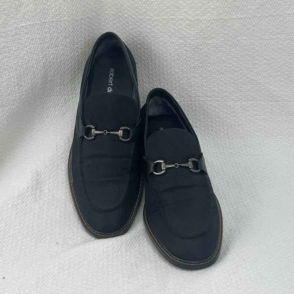 Robert David Knock Horsebit Loafers Men’s 9.5 M Black Slip On Dress Shoes